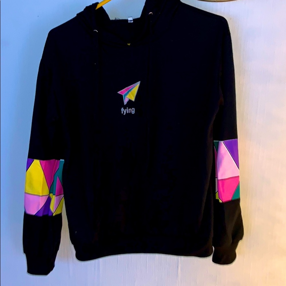black colorful detail hoodie